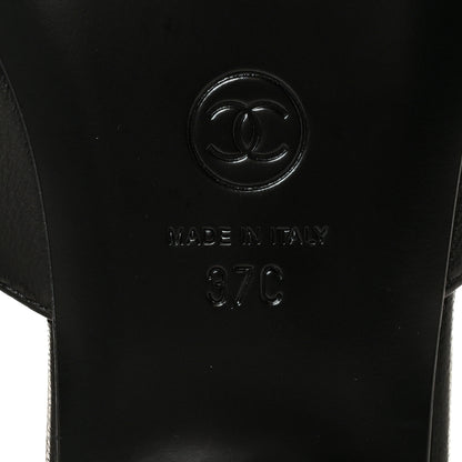 Chanel Lambskin CC Thong Sandals 37 Black 8 of 9