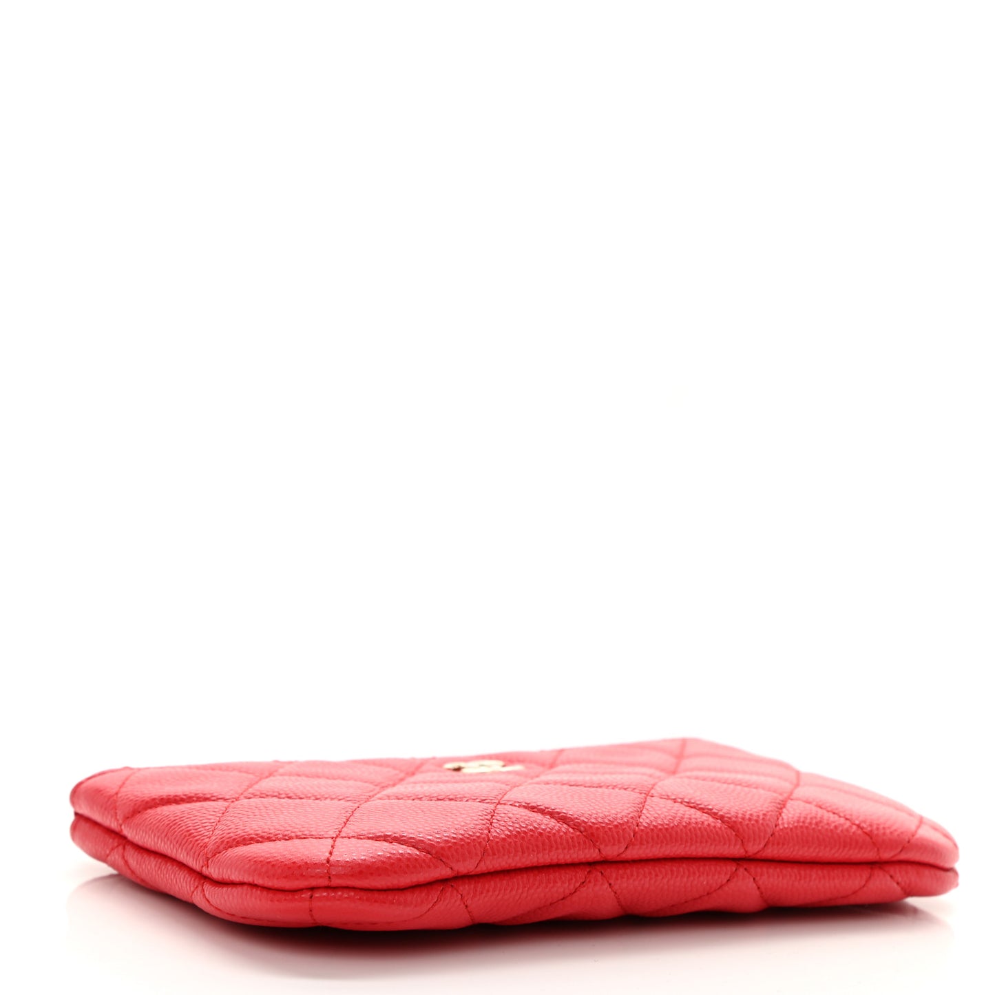 Shiny Caviar Quilted Small Cosmetic Case Red