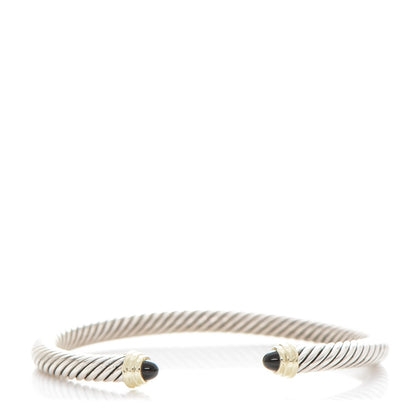 David Yurman Sterling Silver 14K Yellow Gold Black Onyx 5mm Cable Classics Petite Color Bracelet 1 of 4
