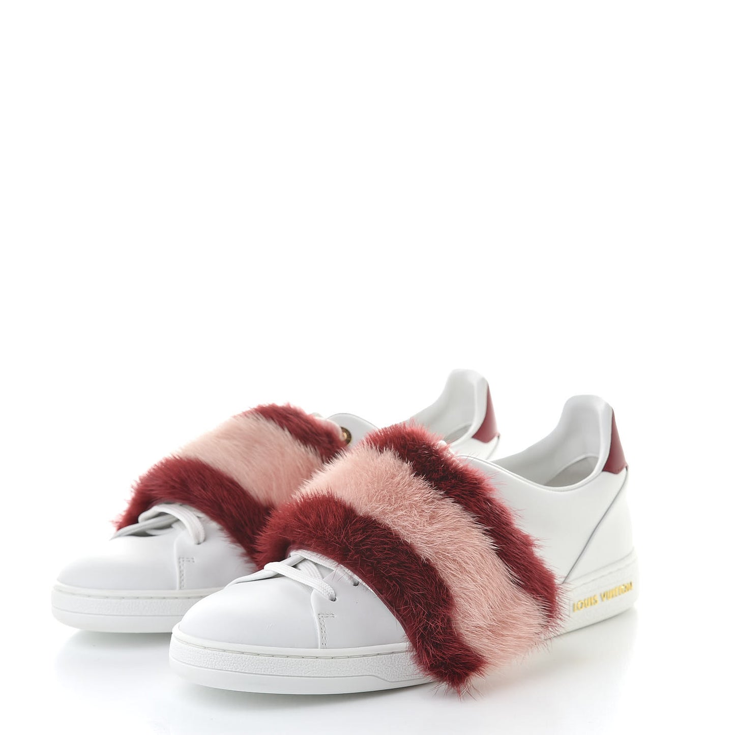 Calfskin Mink Fur Frontrow Sneakers 39 Bordeaux