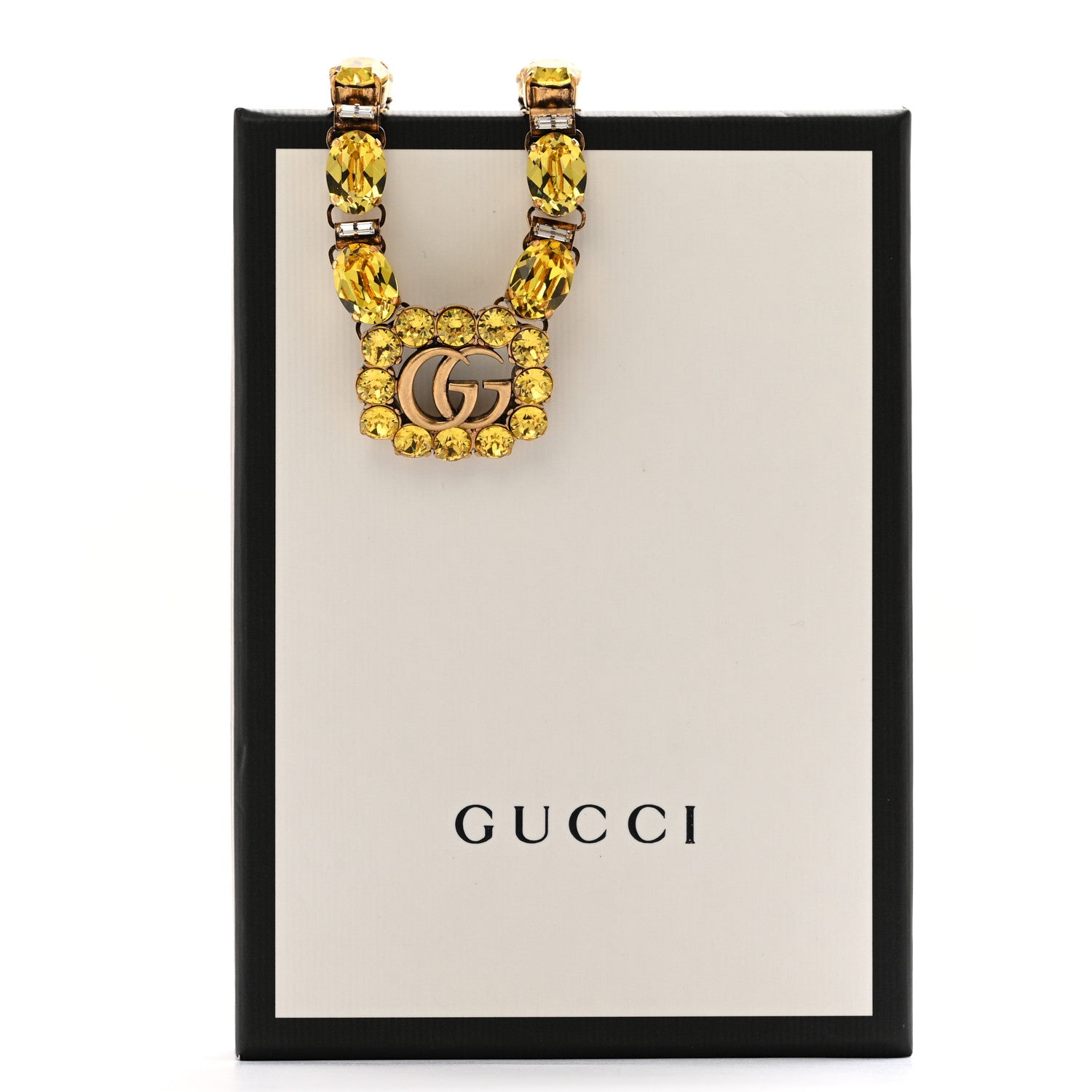 Gucci Metal Crystal GG Marmont Necklace Gold Yellow 9 of 9