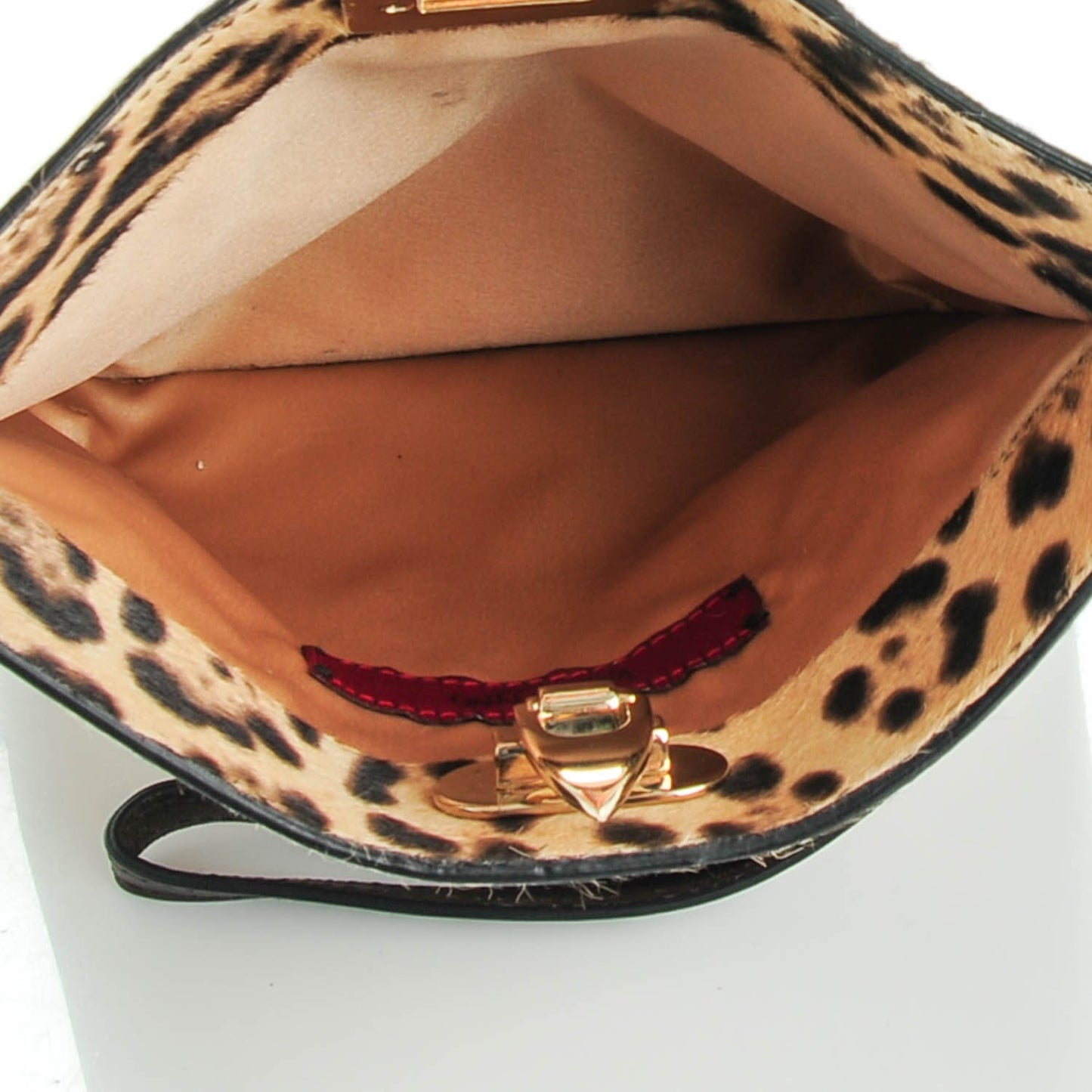 Pony Hair Leopard Print Rockstud Wristlet