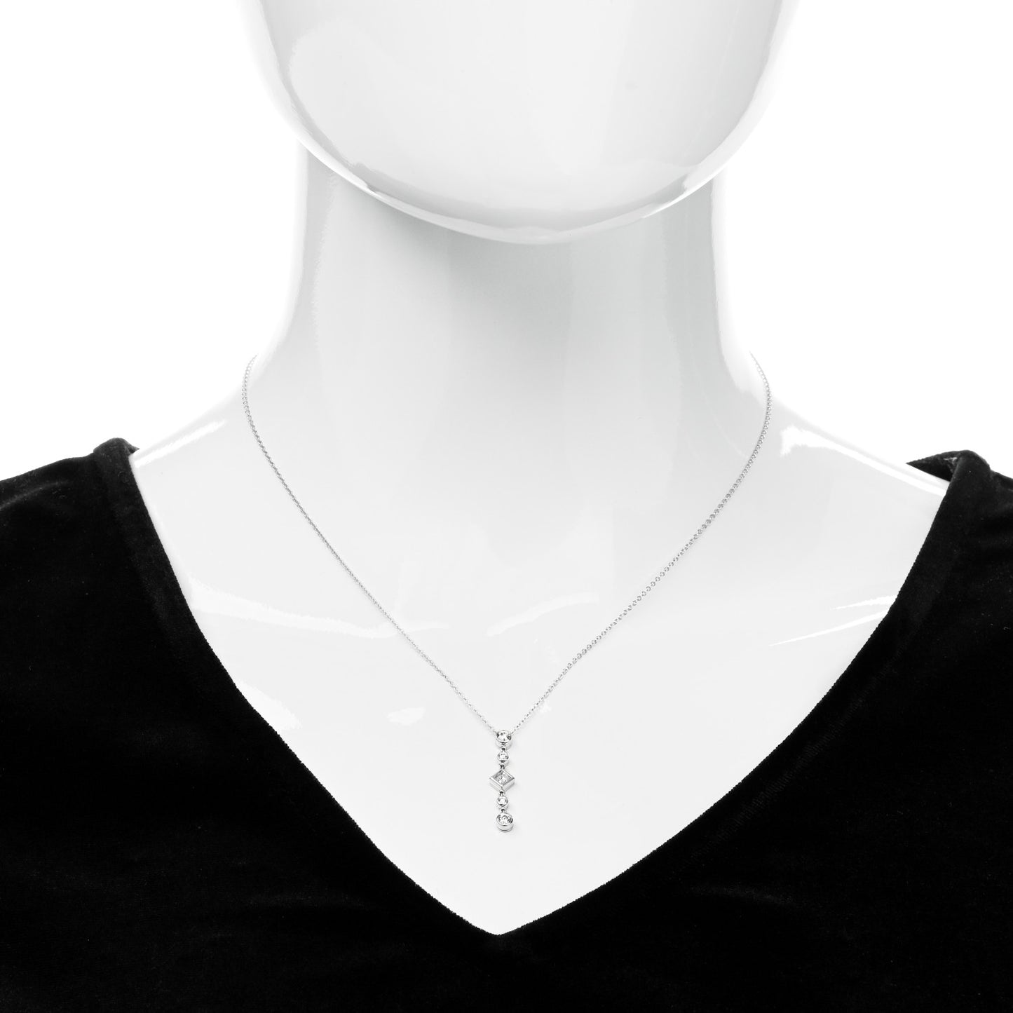 Platinum Diamond Jazz Drop Pendant Necklace