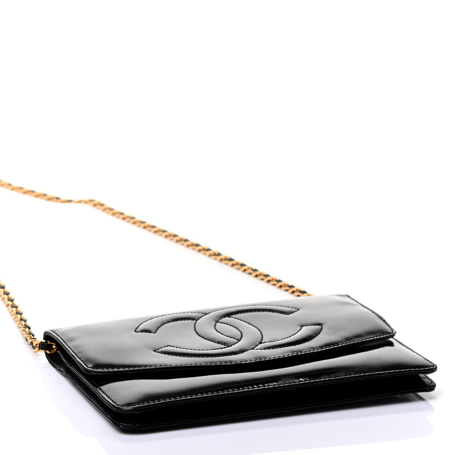 Chanel Patent Timeless CC Wallet On Chain WOC Black 3 of 4