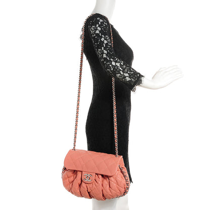 Chanel Washed Lambskin Quilted Medium Chain Around Messenger Pink 2 of 8