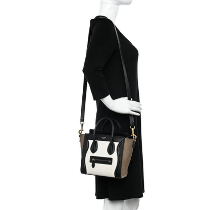 Celine Bullhide Calfskin Nubuck Nano Tri-Color Luggage White 2 of 11