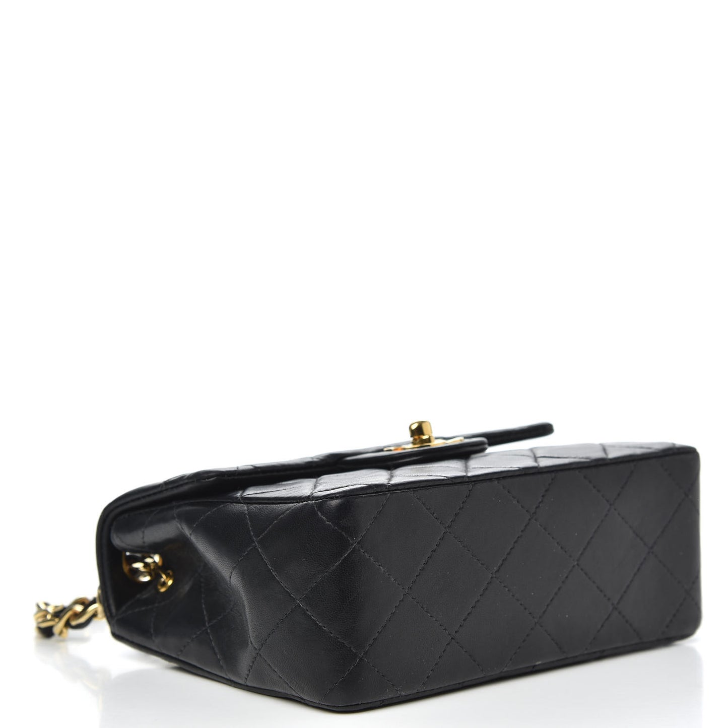 Lambskin Quilted Mini Square Flap Black