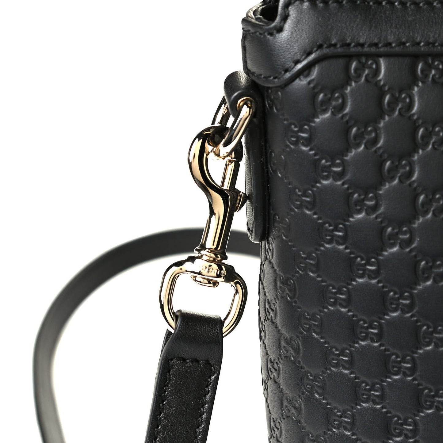 Soft Microguccissima Small Zippered Satchel Black