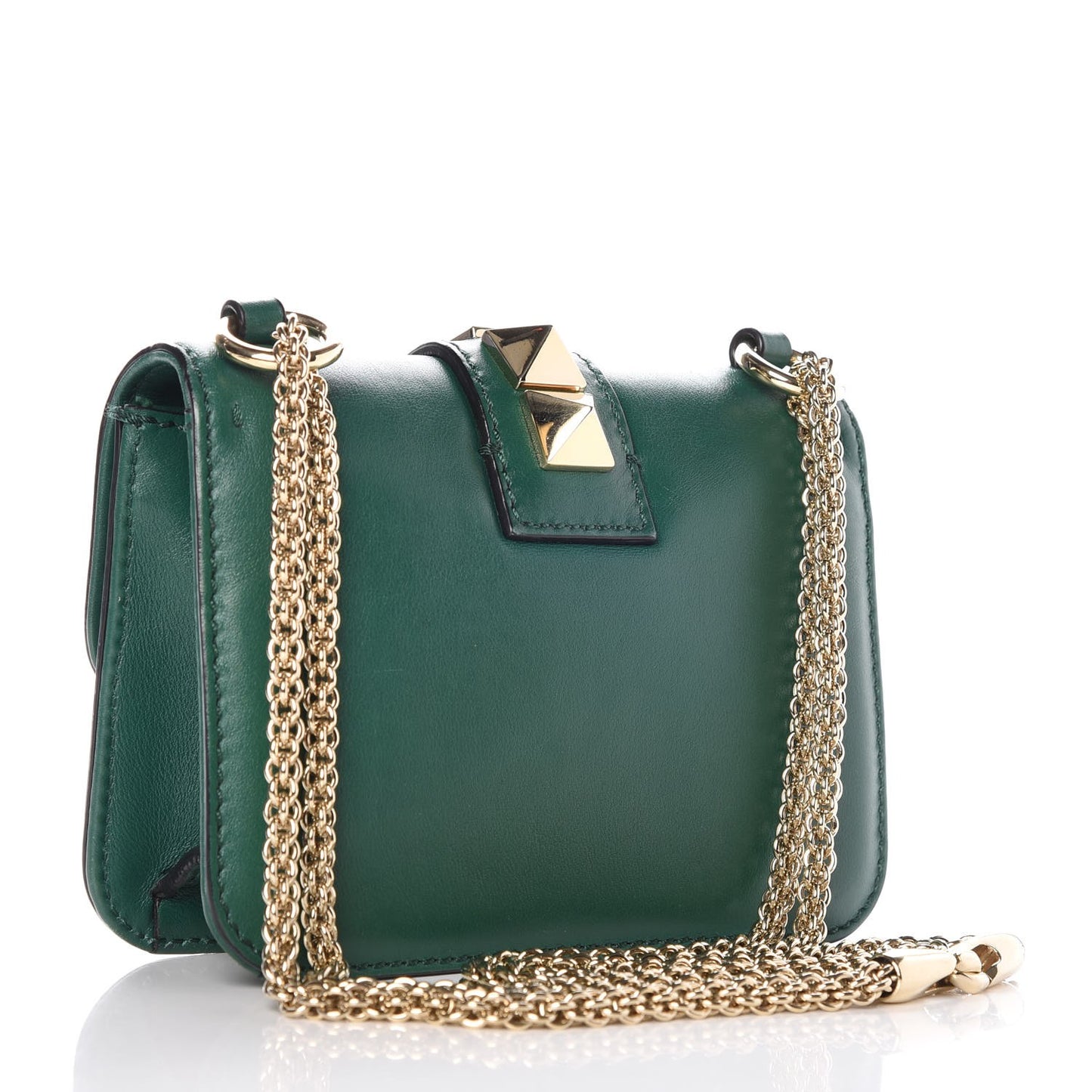 Vitello Mini Glam Lock Rockstud Flap Green