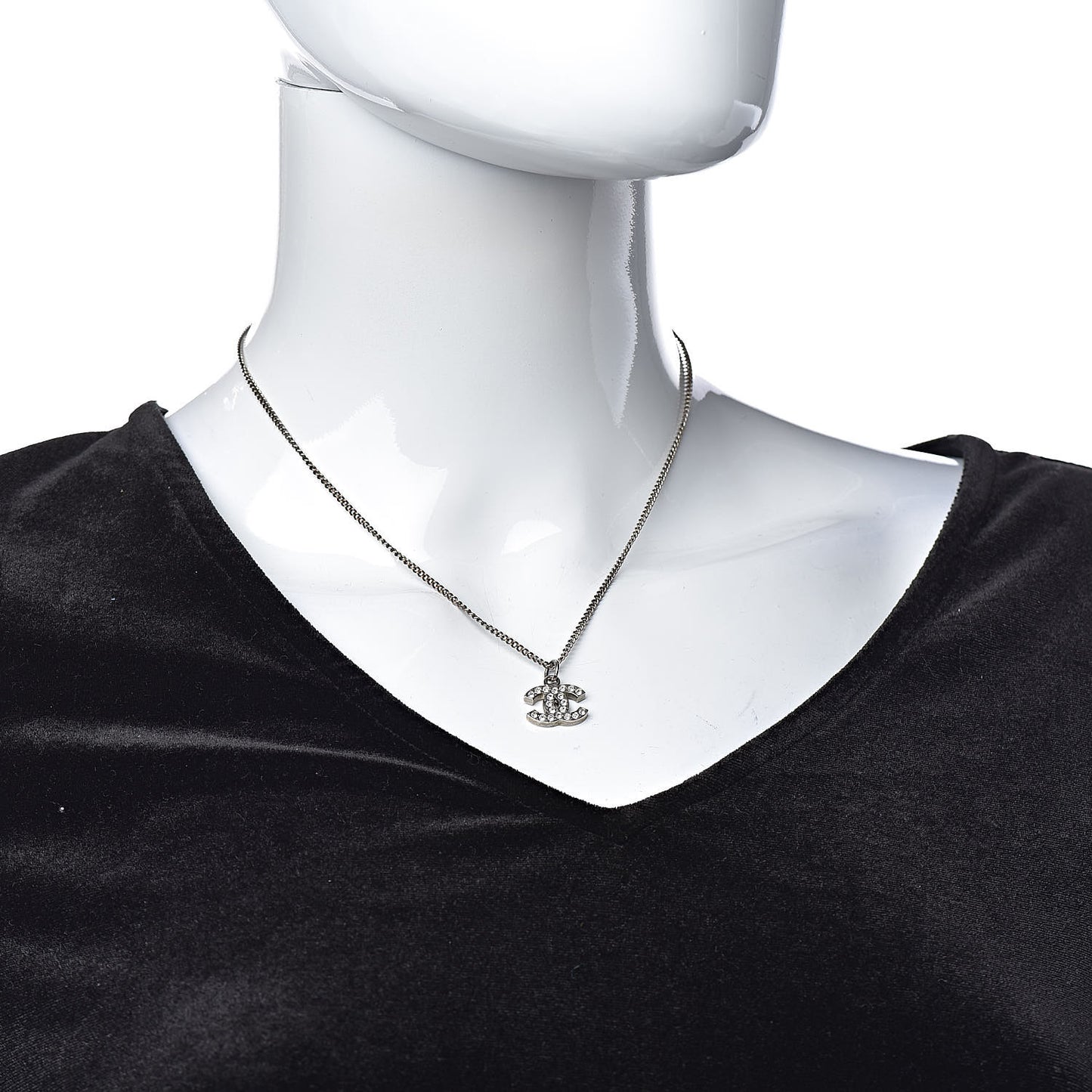 Crystal CC Necklace Silver