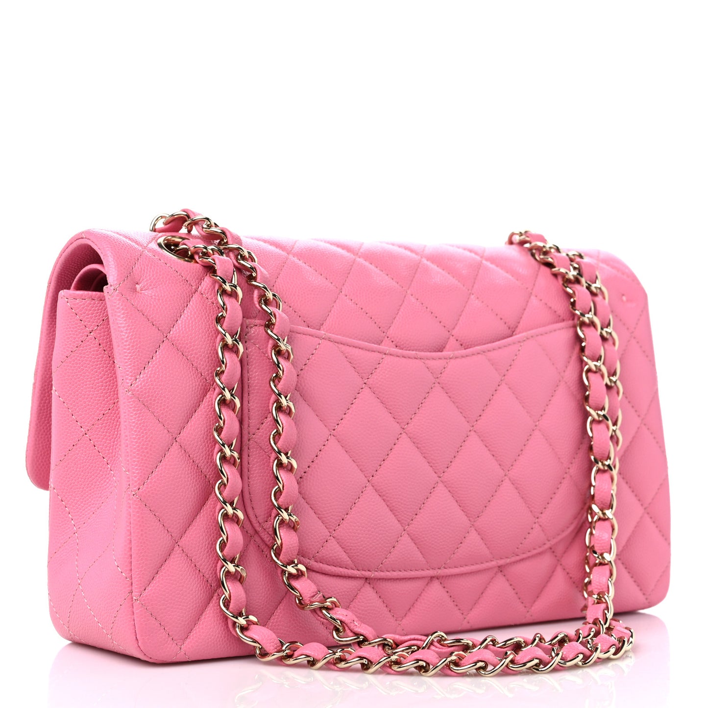 Caviar Quilted Medium Double Flap Pink