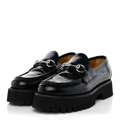 Gucci Cordovan Lux Womens Horsebit 45mm Platform Loafers 39 Black 3 of 9