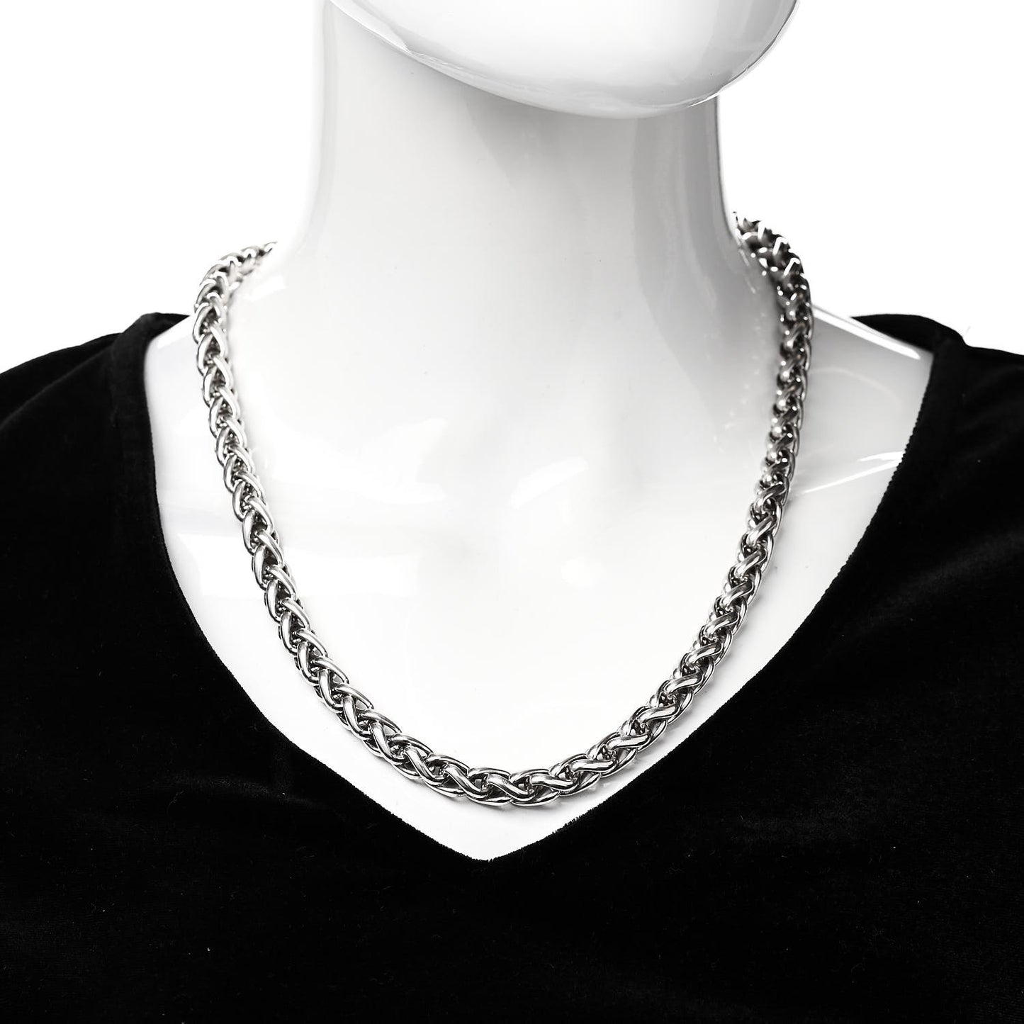 Sterling Silver 14K Yellow Gold 8mm Wheat Chain Necklace