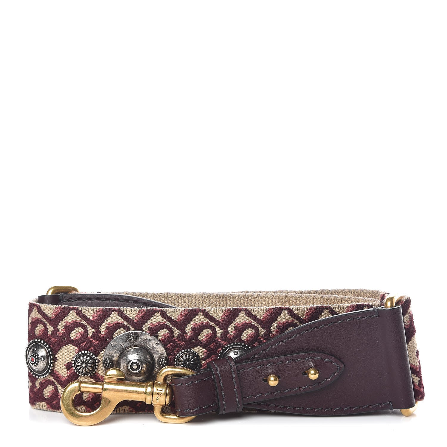 Christian Dior Oblique Studded Shoulder Strap Burgundy 1 of 5