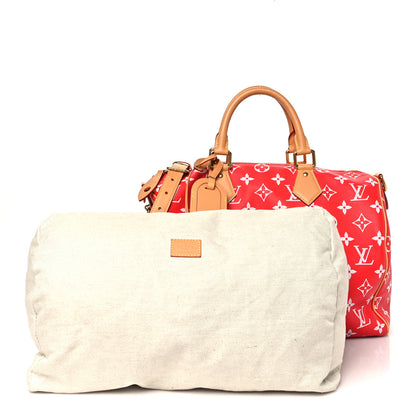 Louis Vuitton Calfskin Monogram Speedy P9 Bandouliere 40 Red 2 of 9