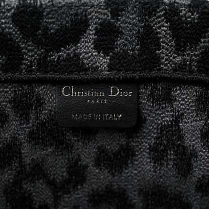 Christian Dior Canvas Mizza Embroidered Large Leopard Book Tote Grey 6 of 16