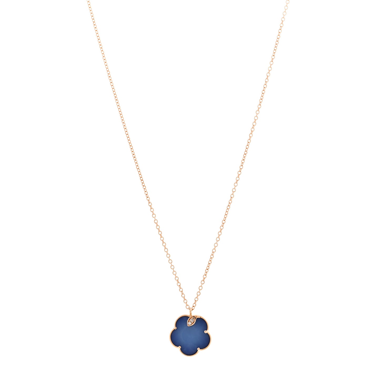 18K Rose Gold Diamond Lapis White Agate Doublet Necklace