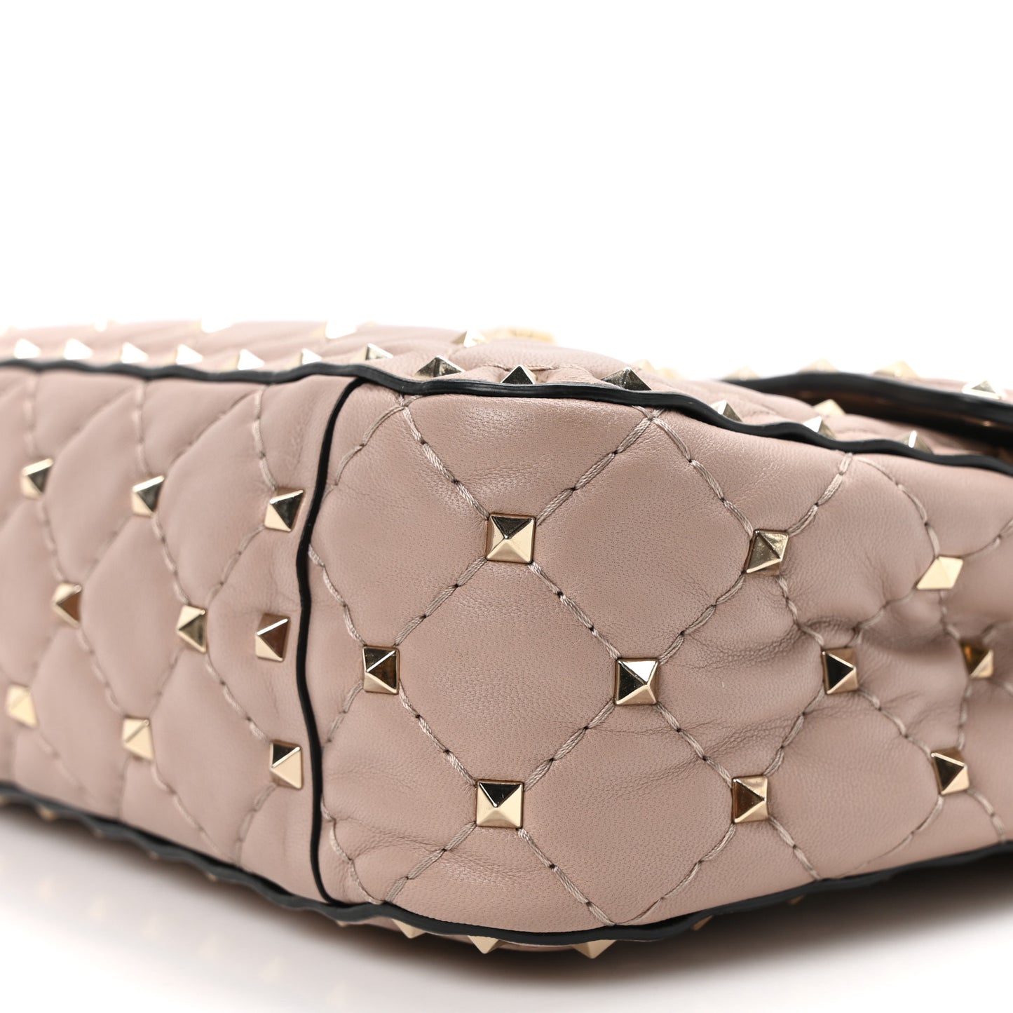 Lambskin Medium Rockstud Spike Shoulder Bag Poudre