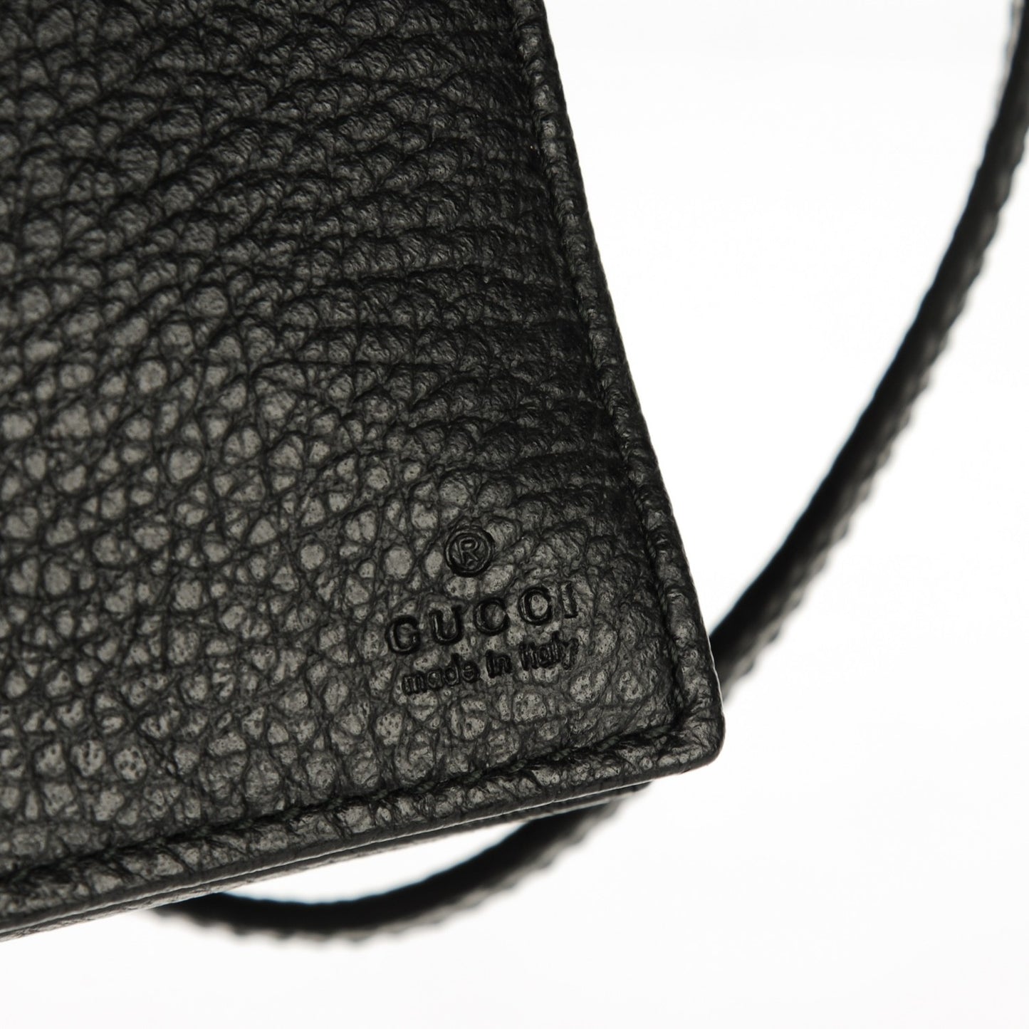 Dollar Calfskin Mini Swing Wallet Bag Black