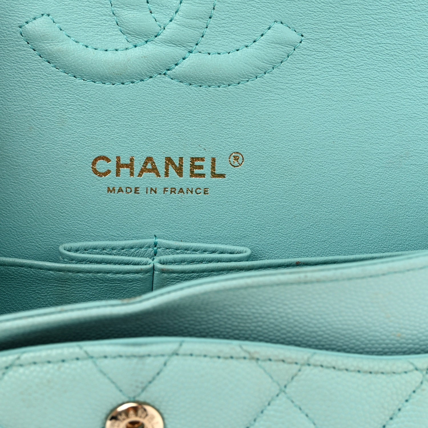 Chanel Caviar Quilted Medium Double Flap Light Blue 6 of 11