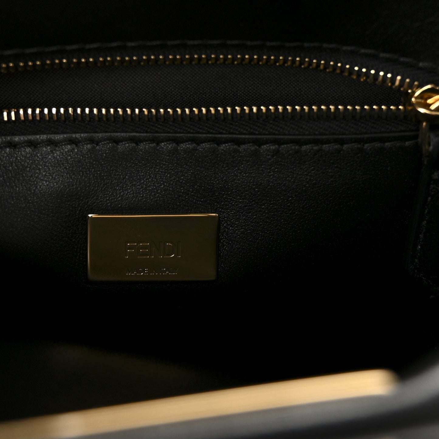 Shearling Nappa Macro FF 1974 Mini Peekaboo Iconic Satchel Tobacco Black