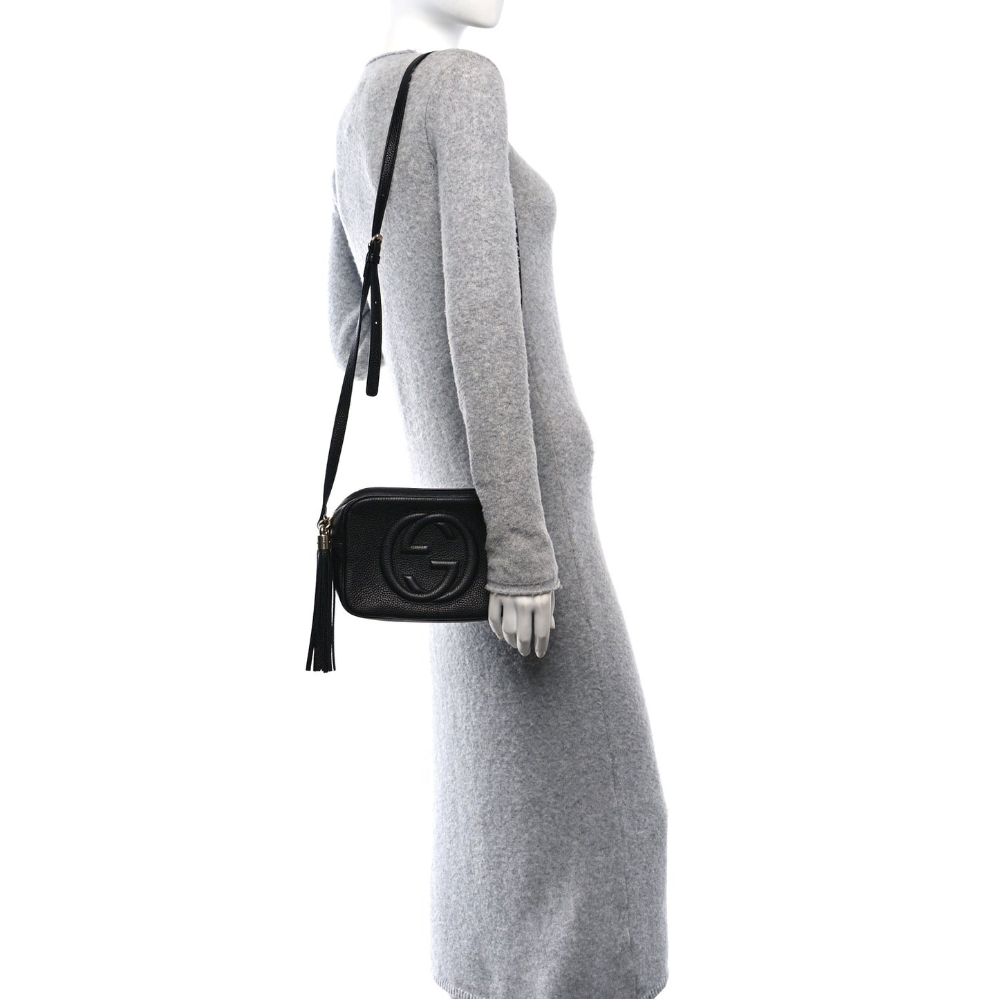 Pebbled Calfskin Small Soho Disco Bag Black