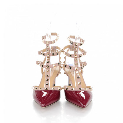 Valentino Garavani Patent Nappa Rockstud Ankle Strap 65mm Pumps 37.5 Crimson Poudre 2 of 7