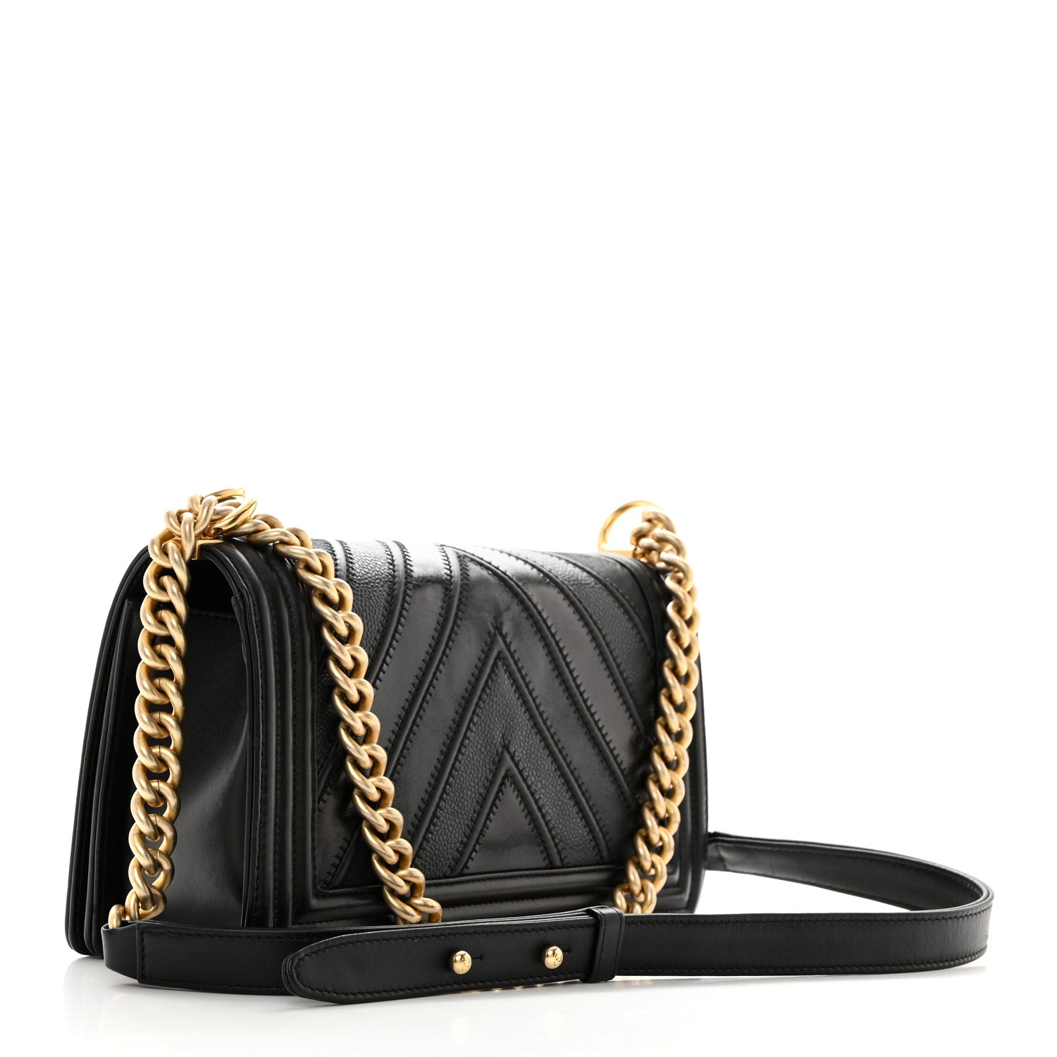 Chanel Caviar Suede Calfskin Chevron Medium Boy Flap Black 3 of 10