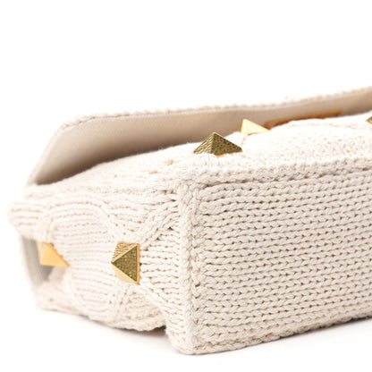 Valentino Garavani Knit Large Roman Stud Shoulder Bag Ecru 6 of 9