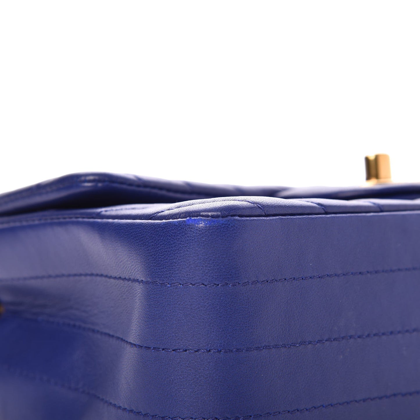 Lambskin Chevron Quilted Mini Rectangular Flap Blue