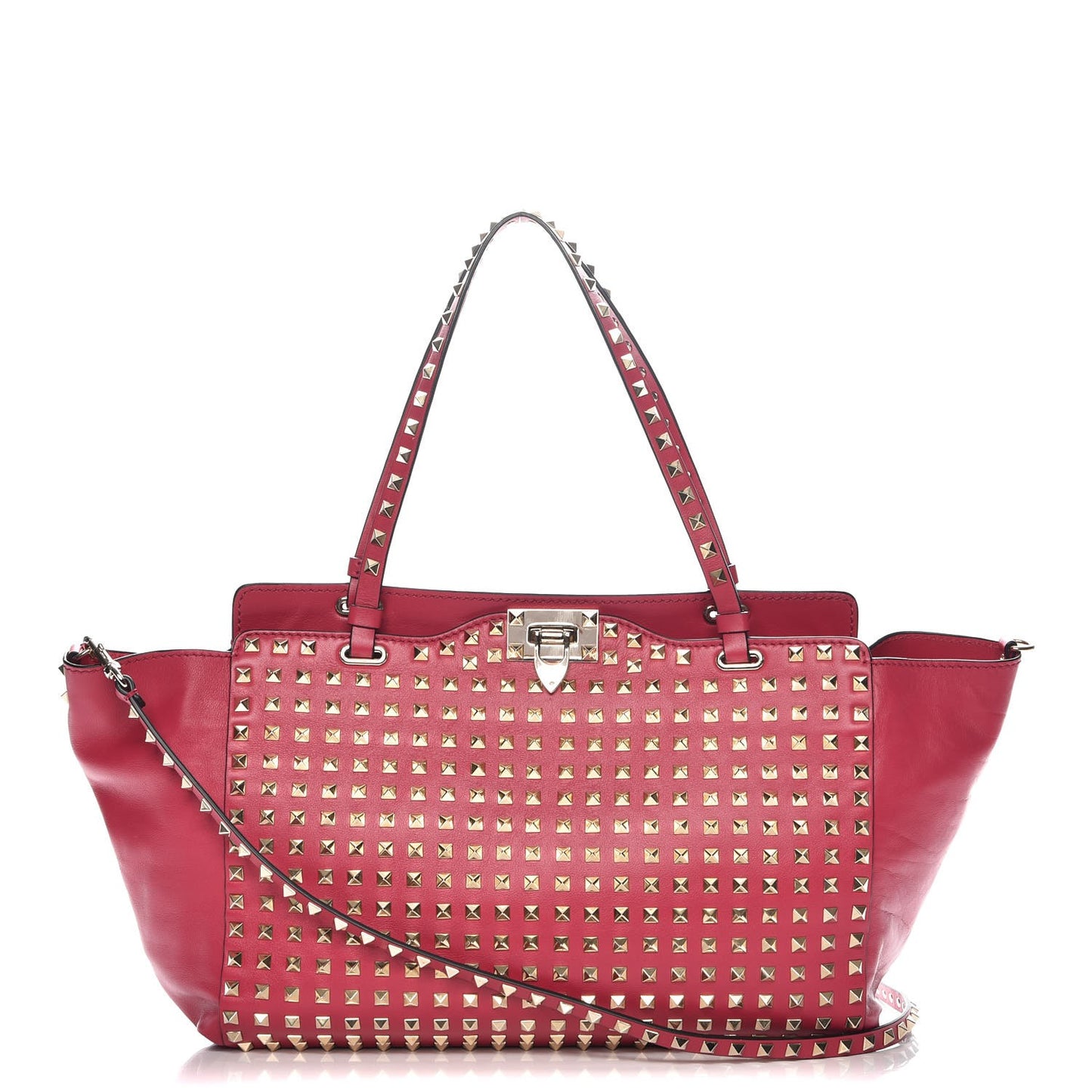 Vitello Medium Rockstud All Over Tote Cyclamin