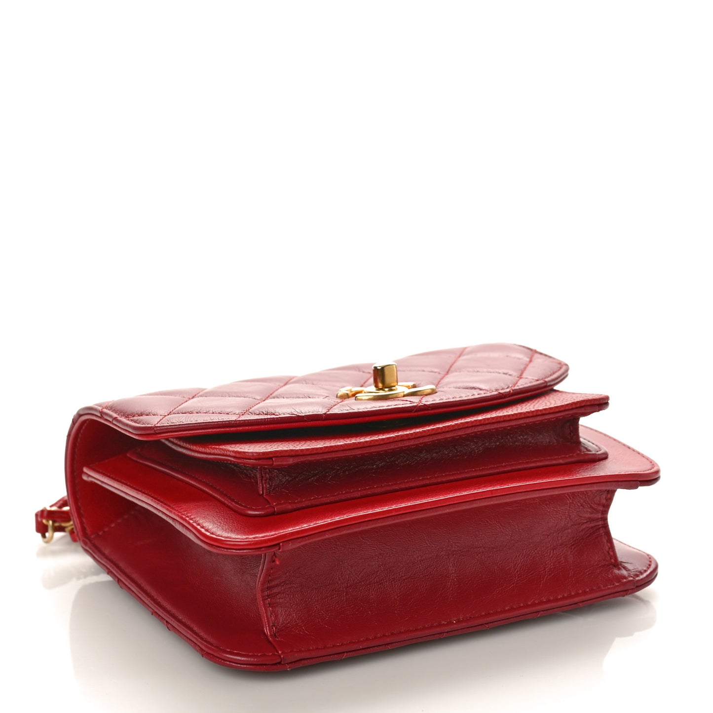 Calfskin Caviar Quilted Mini Chain Handle Flap Red