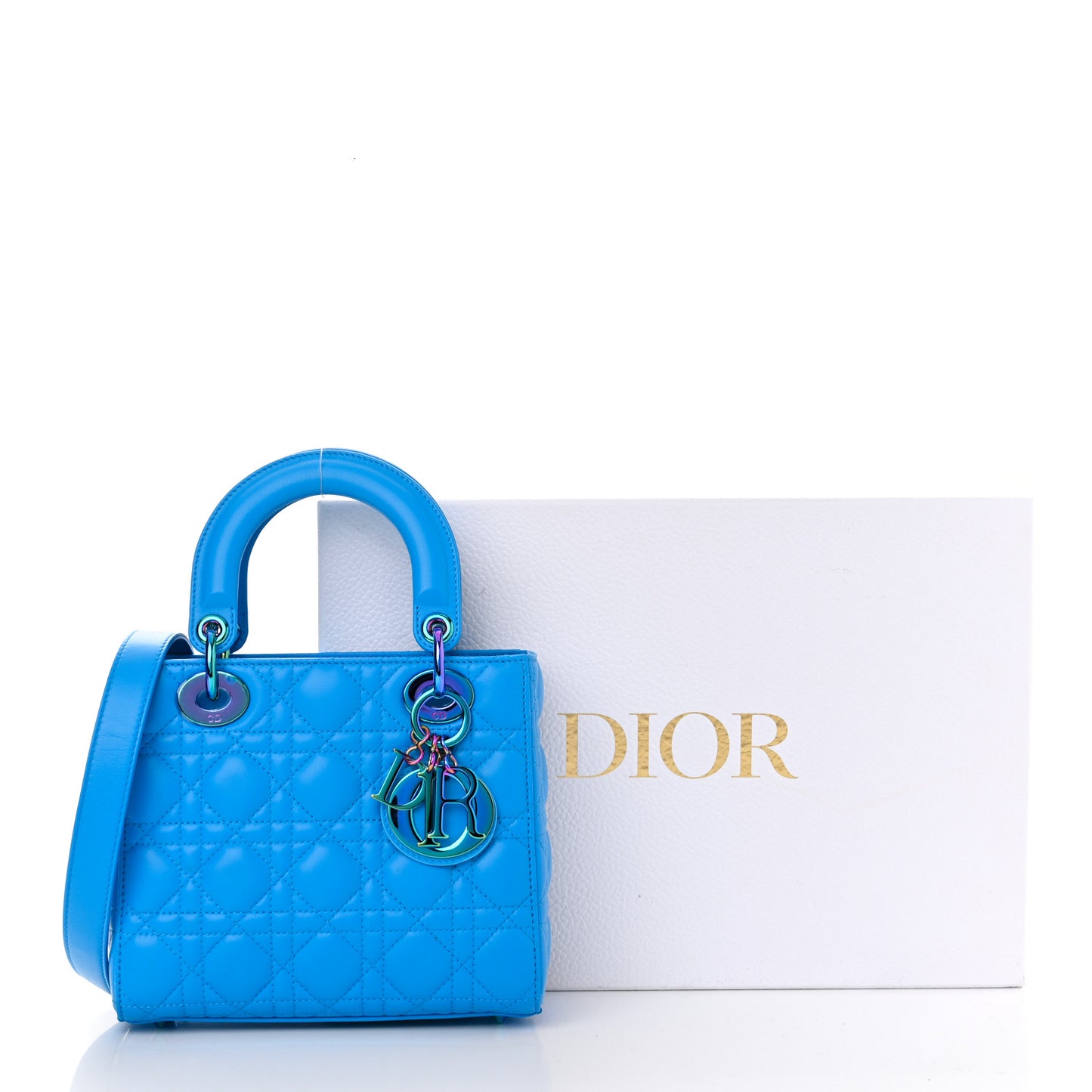 Lambskin Cannage Small Lady Dior Bright Blue