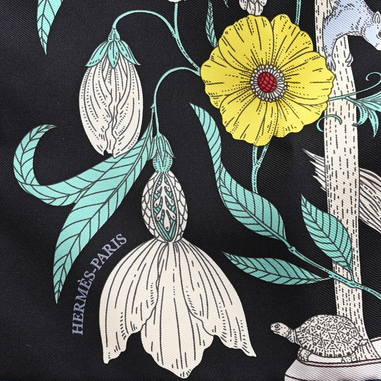 Silk Twill Precious Paradise Scarf 45 Black Gris Multicolore