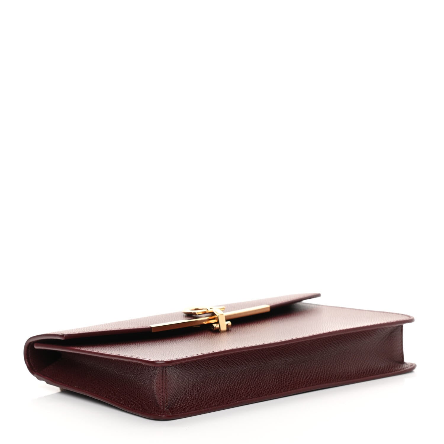 Salvatore Ferragamo Hammered Calfskin Gancio Wallet On Chain Burgundy 4 of 11