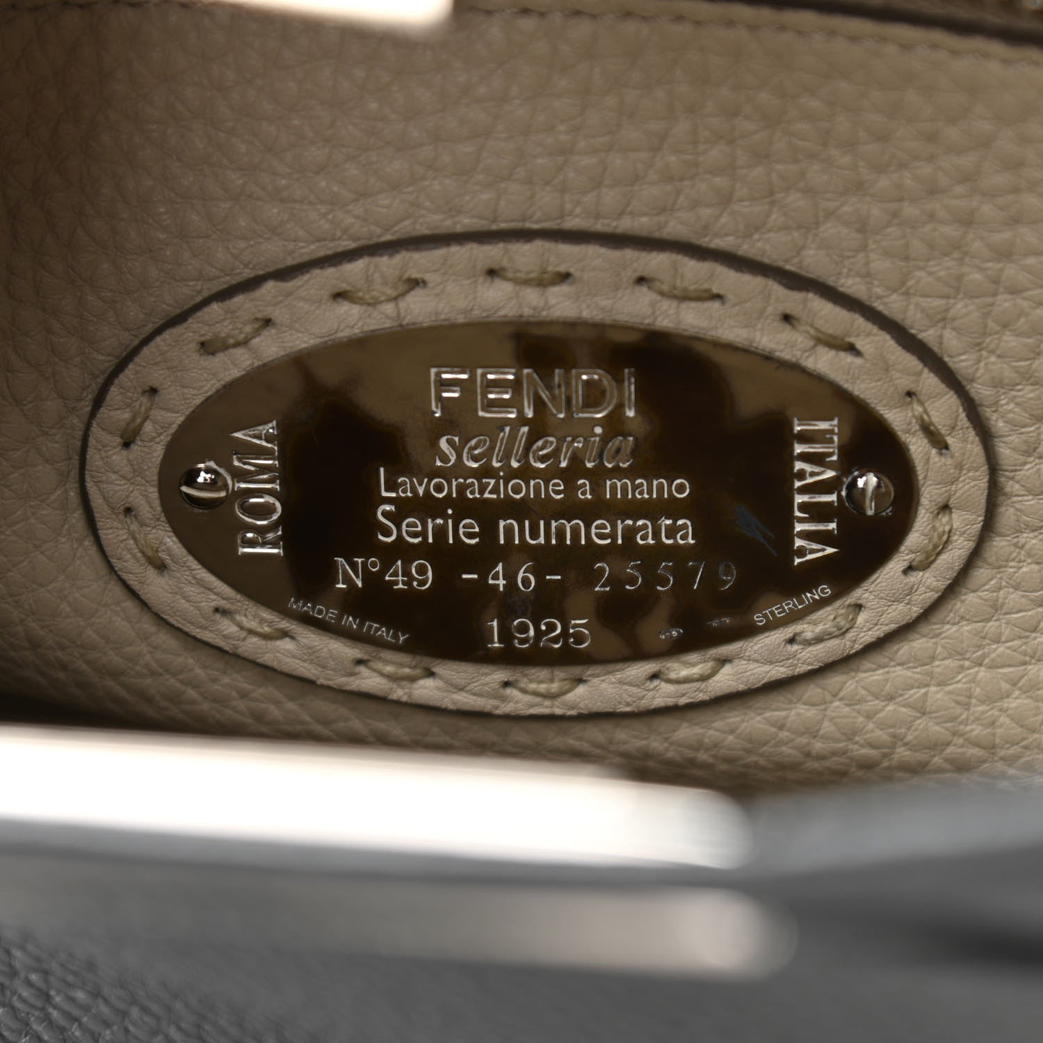 Fendi Cuoio Romano Selleria Bi-Color Medium Peekaboo Iconic Satchel Asfalto Latte 6 of 9
