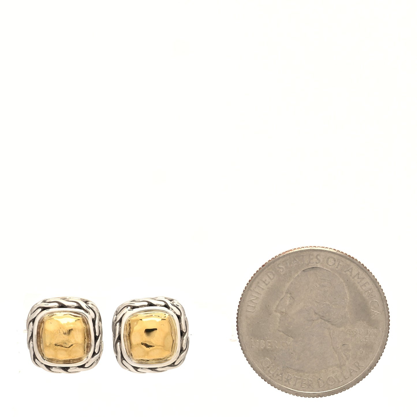 Sterling Silver 22K Yellow Gold Palu Sqaure Stud Earrings