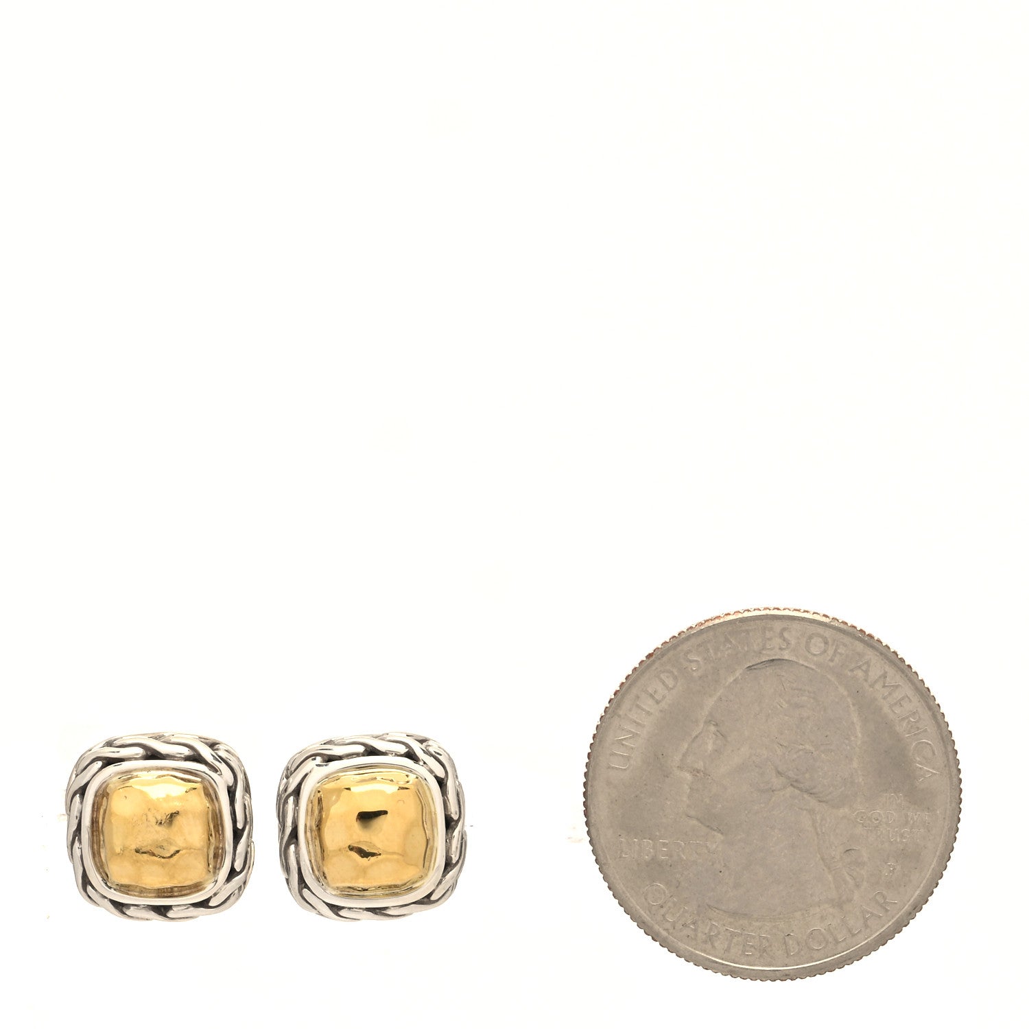 John Hardy Sterling Silver 22K Yellow Gold Palu Sqaure Stud Earrings 2 of 5
