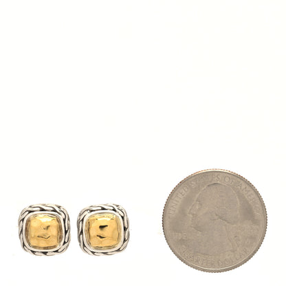 John Hardy Sterling Silver 22K Yellow Gold Palu Sqaure Stud Earrings 2 of 5