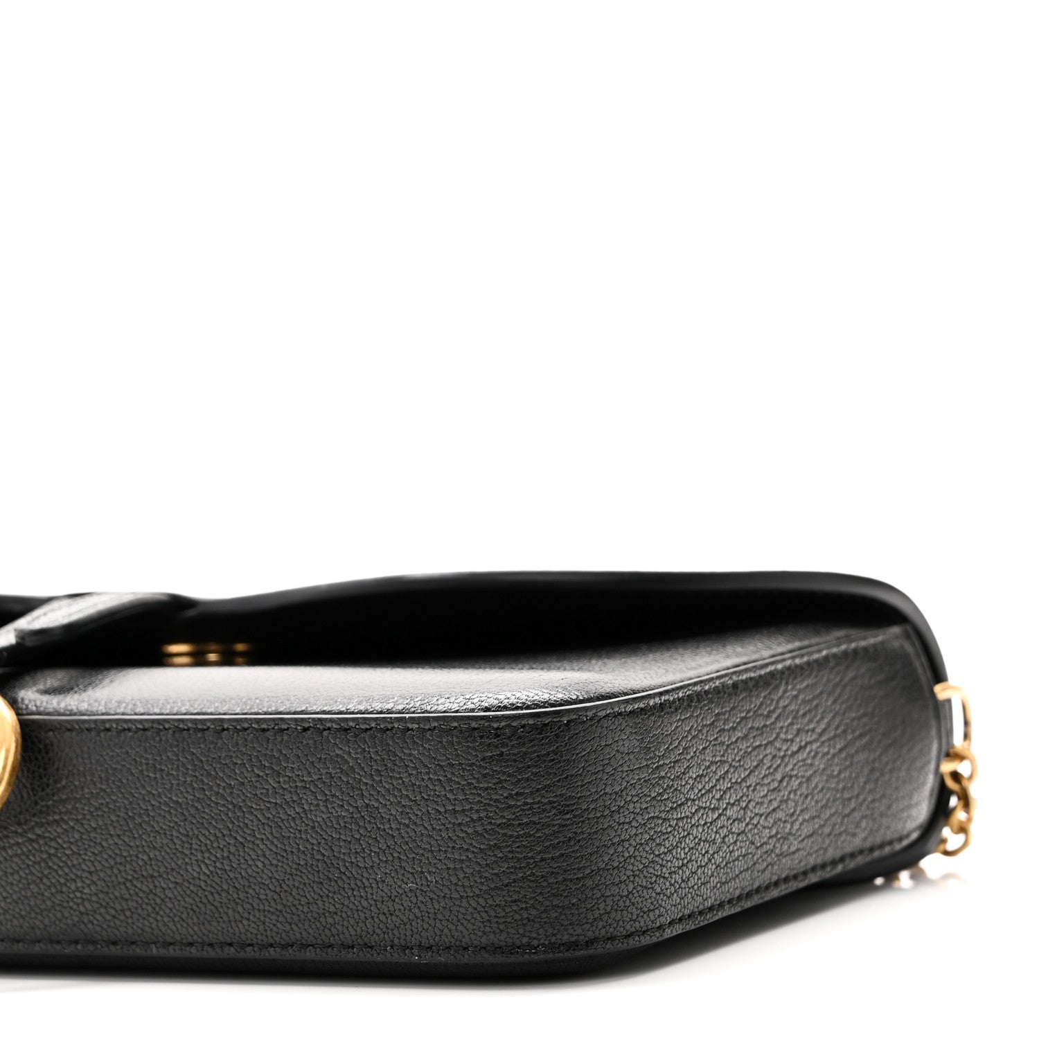 Christian Dior Goatskin Medium Saddle Pouch With Chain Black