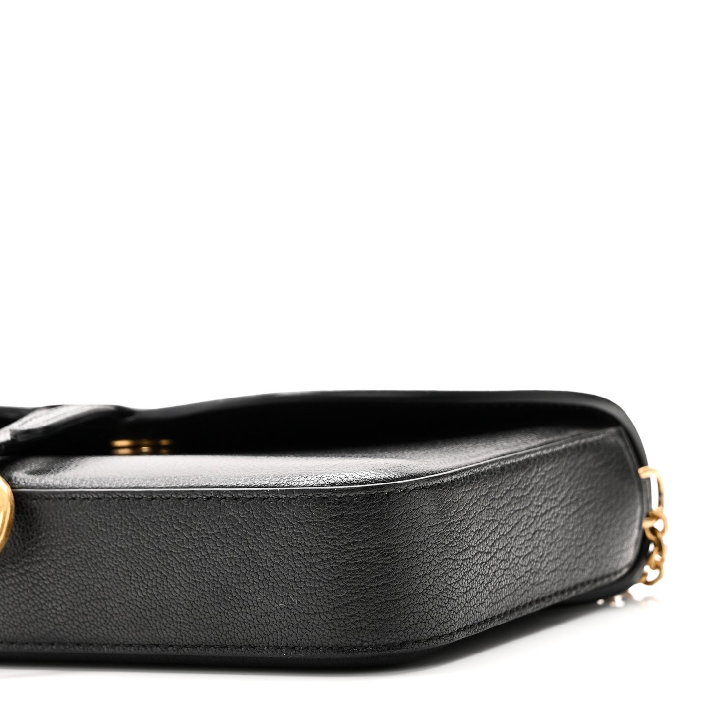 Goatskin Medium Saddle Pouch With Chain Black