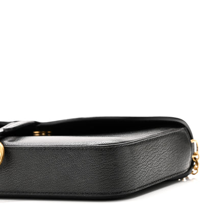 Christian Dior Goatskin Medium Saddle Pouch With Chain Black 9 of 10