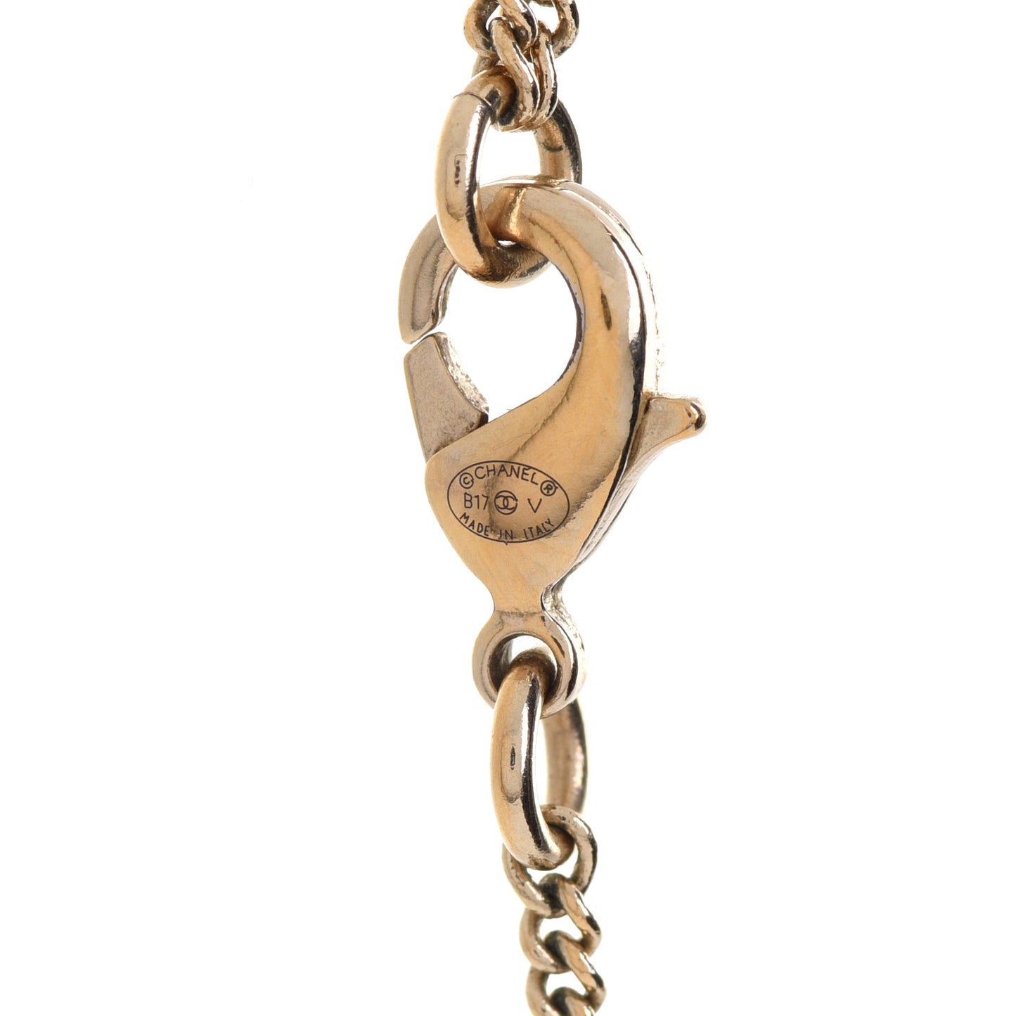 Baguette Crystal Quilted CC Pendant Necklace Gold