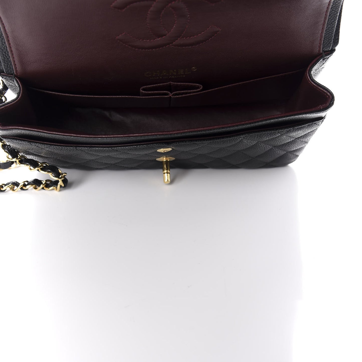 Caviar Quilted Medium Double Flap Black