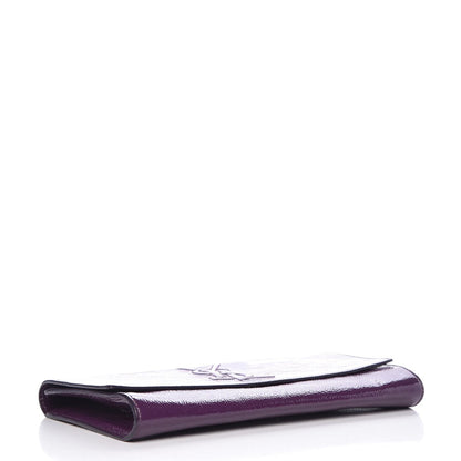 Saint Laurent Textured Patent Monogram Large Belle De Jour Clutch Purple 4 of 16