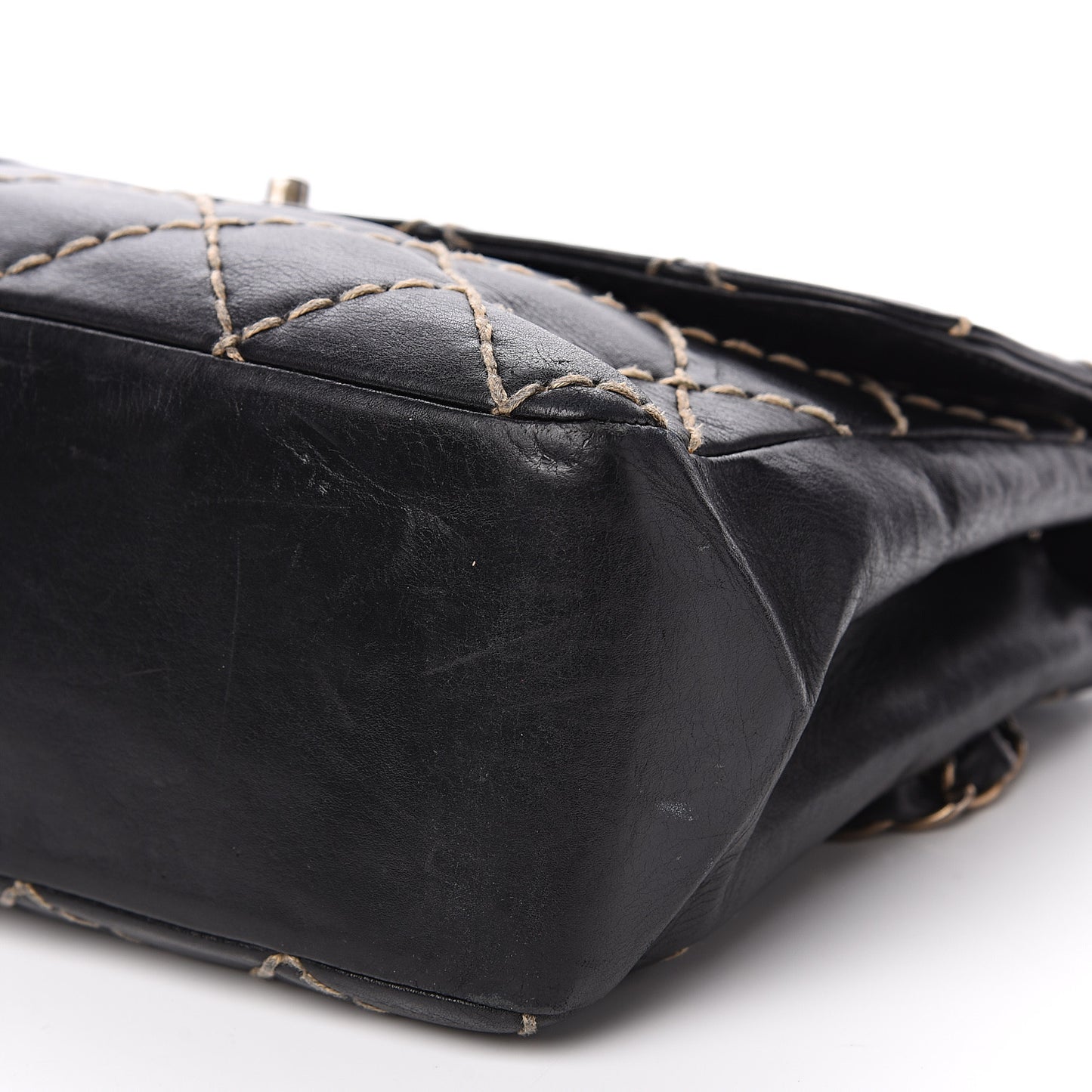 Calfskin Wild Stitch Jumbo Flap Black