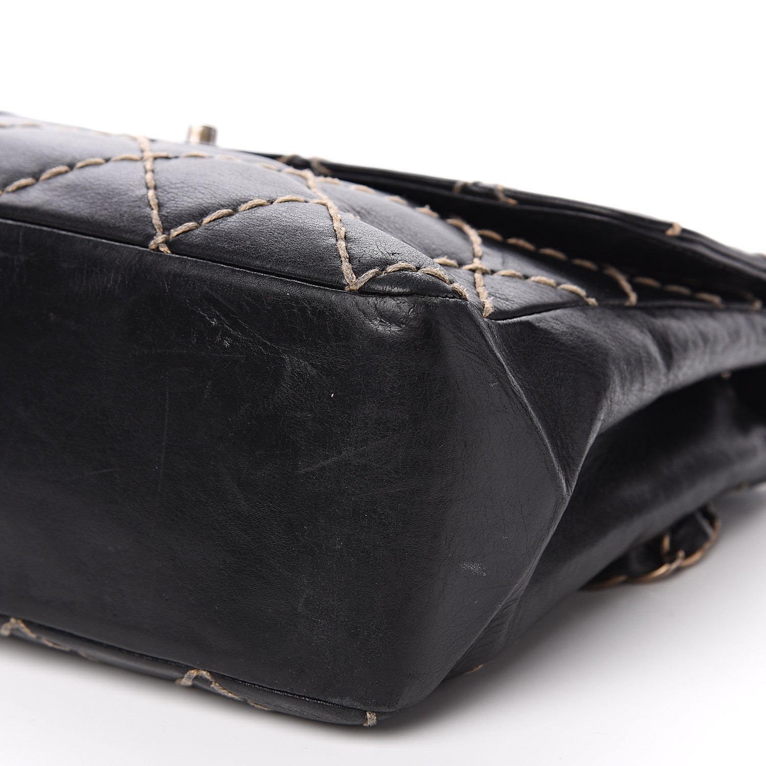 Chanel Calfskin Wild Stitch Jumbo Flap Black 8 of 16