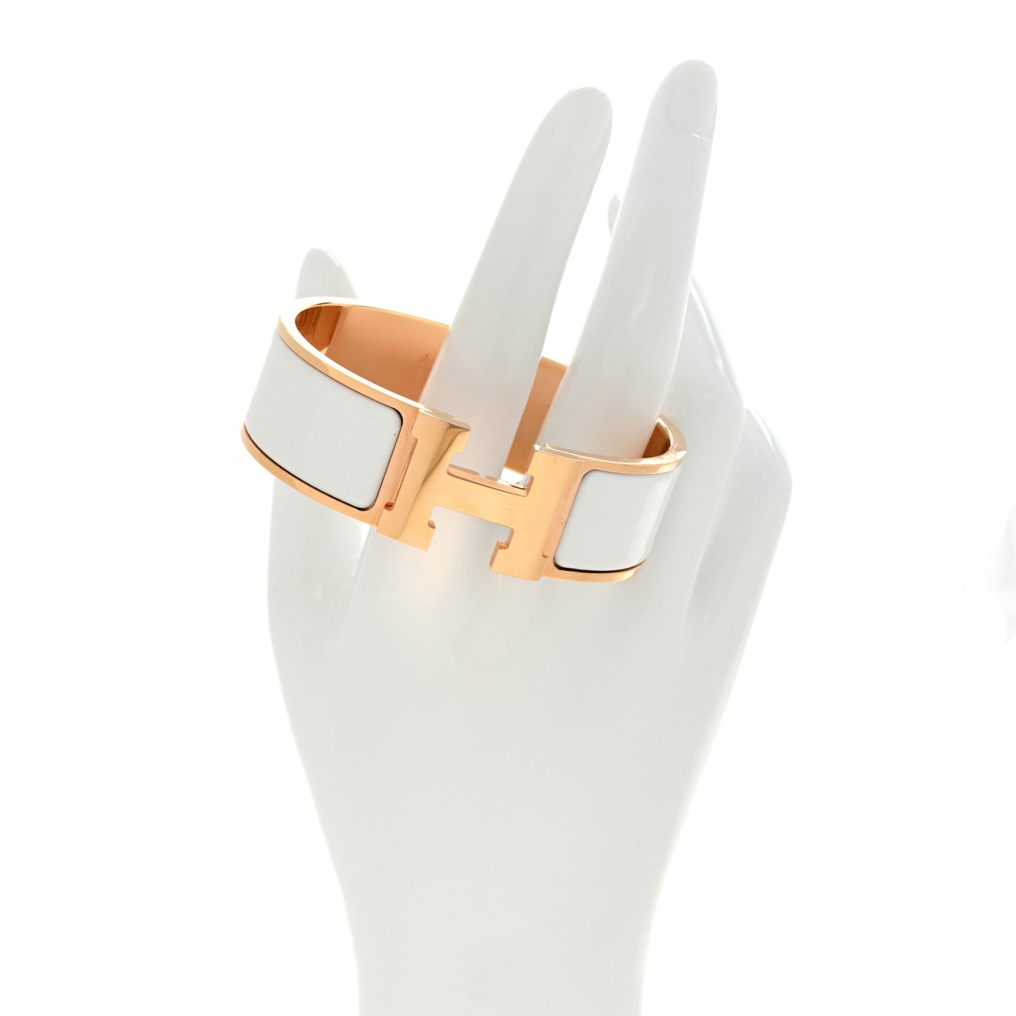 Enamel Wide Clic Clac H Bracelet GM White White