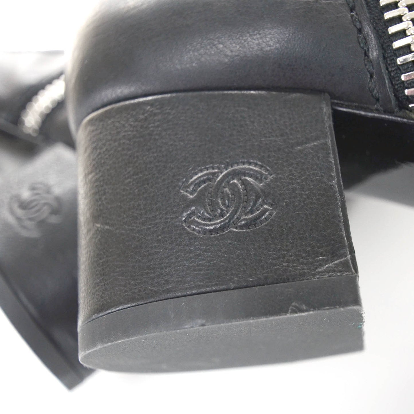 Leather Tall Riding Boots 35 Black