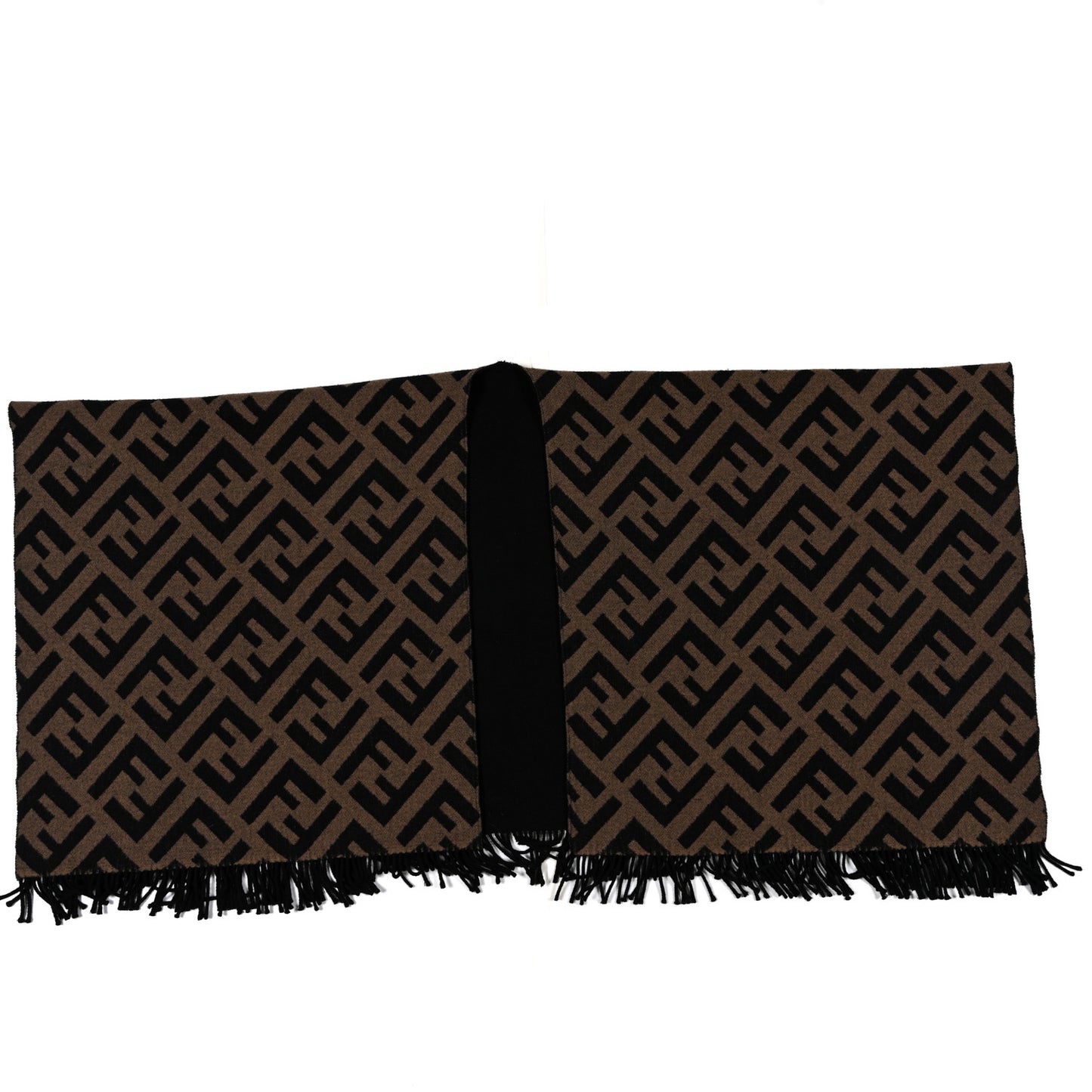 Wool Cashmere FF Print Poncho Tobacco Black